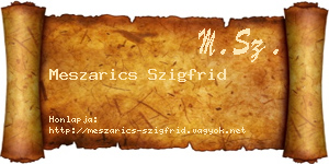 Meszarics Szigfrid névjegykártya